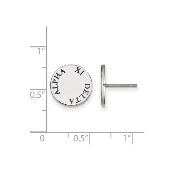 Sterling Silver Alpha Xi Delta Blue Enamel Post Earrings - Picture 2 of 3